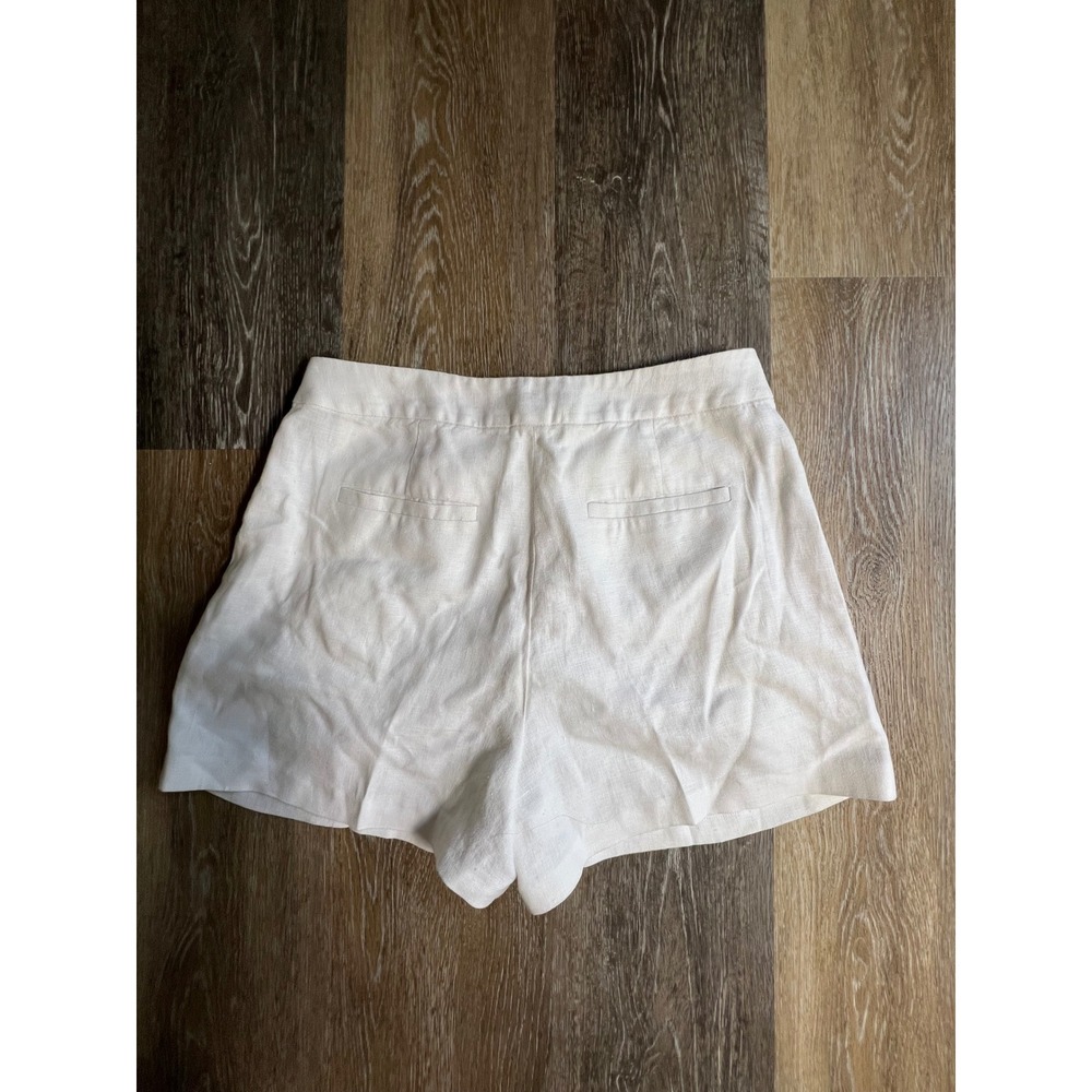 Michael Kors Linen Shorts Womens 6 White Good Pleated High Waisted Summer - Picture 5 of 5